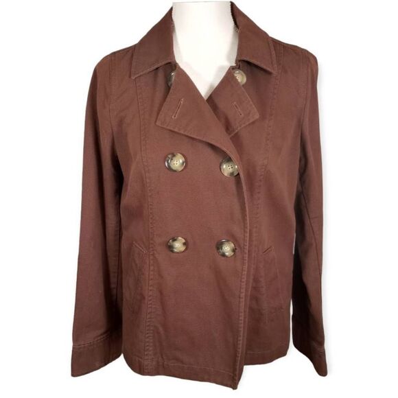 OLD NAVY BROWN DOUBLE-BREASTED COAT SZ.M EUC - Picture 1 of 6